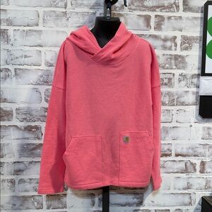 Carhartt Coral-Pink Waffle Hoodie Pullover kids size 8